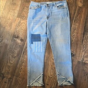 Adorable Light Blue Distressed Jeans with Patchwork, 14